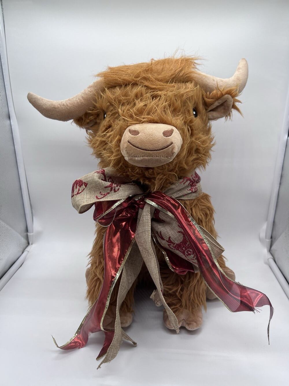 Multipet Highland Cow Plush Stuffed Dog Toy Squeaky Soft Plush 15”